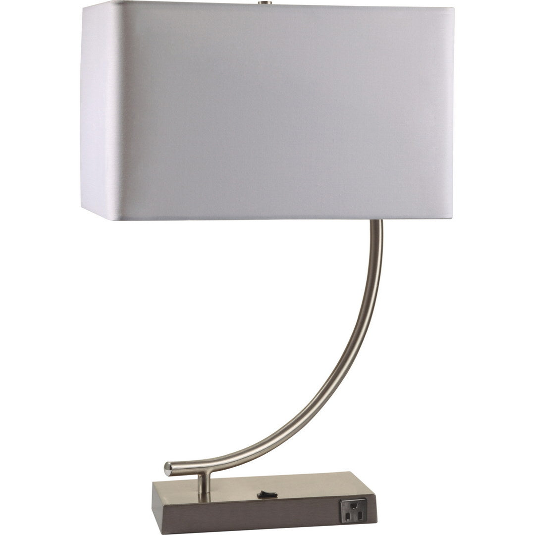 22.5" Tall Metal Table Lamp With Silver Finish And Curved Design, White Shade Multicolor Metal