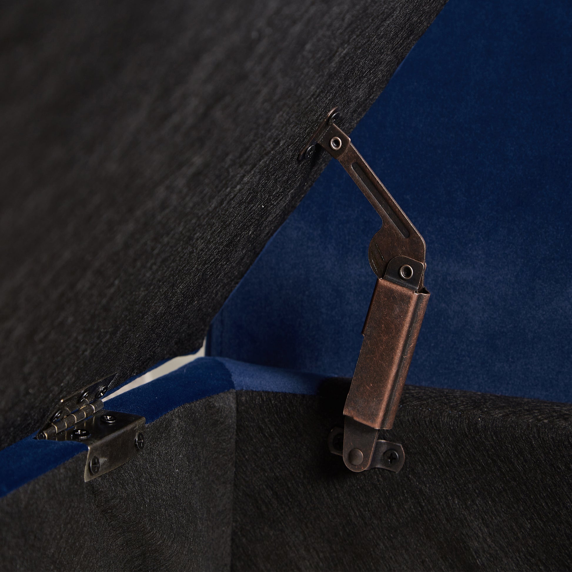 51.5" Bed Bench With Storage Navy Blue Velvet Navy Blue Foam Velvet