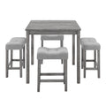 Dining Table, Bar Table And Chairs Set, 5 Piece Dining Table Set, Industrial Breakfast Table Set, For Living Room, Dining Room, Game Room,Old Sku W1781110635 Gray Solid Wood Mdf
