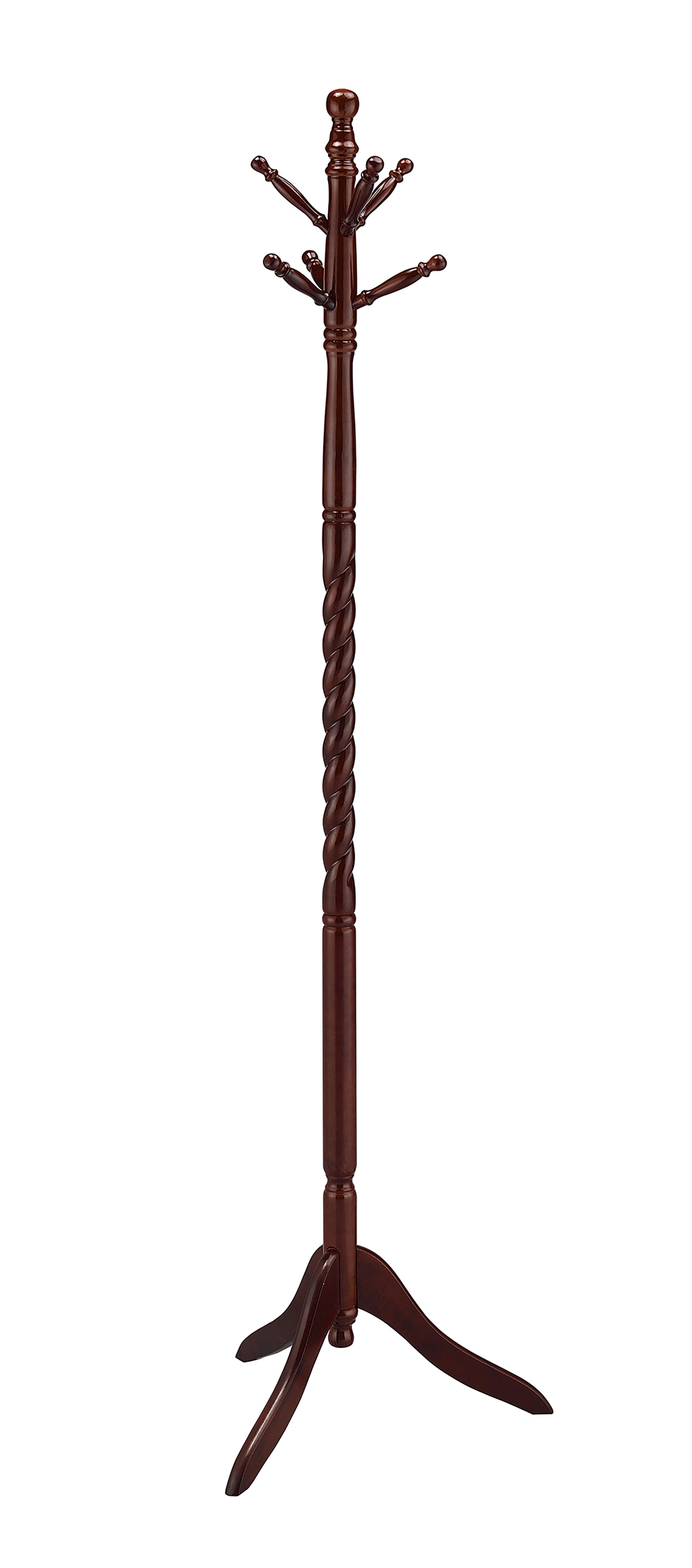 71.5" Tall Wooden Standing Coat Rack" Twist" With Cherry Finish Multicolor Wood