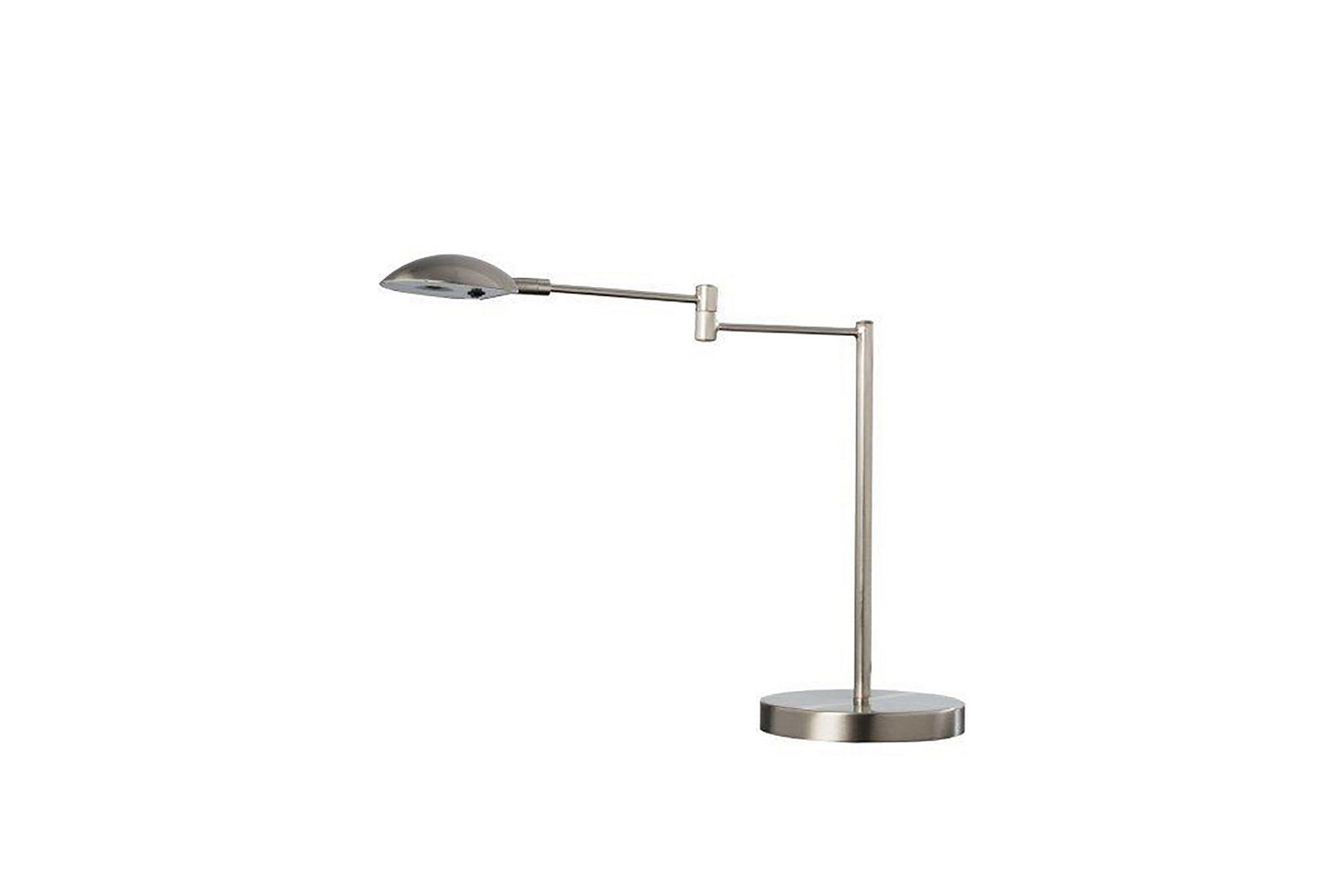 15.75" Tall" Luna" Swing Arm Led Desk Lamp, Satin Steel Silver Metal