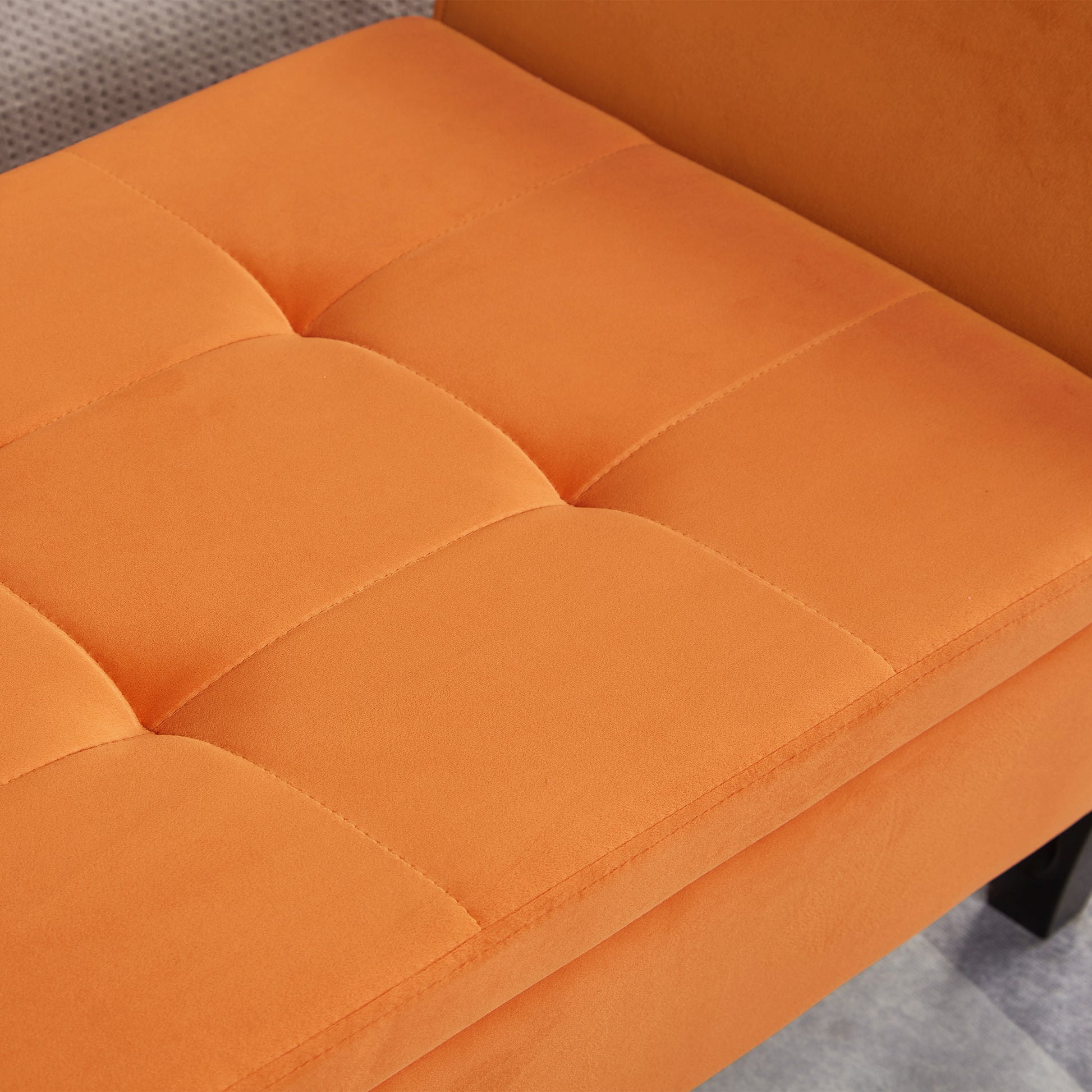 51.5" Bed Bench With Storage Orange Velvet Orange Foam Velvet