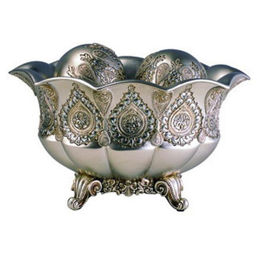 7" Tall Polyresin Decorative Bowl, Silver Royal Design Silver Polyresin