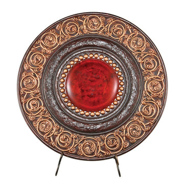 21" Diameter Polyresin Decorative Plaque, Red And Brown Multicolor Polyresin