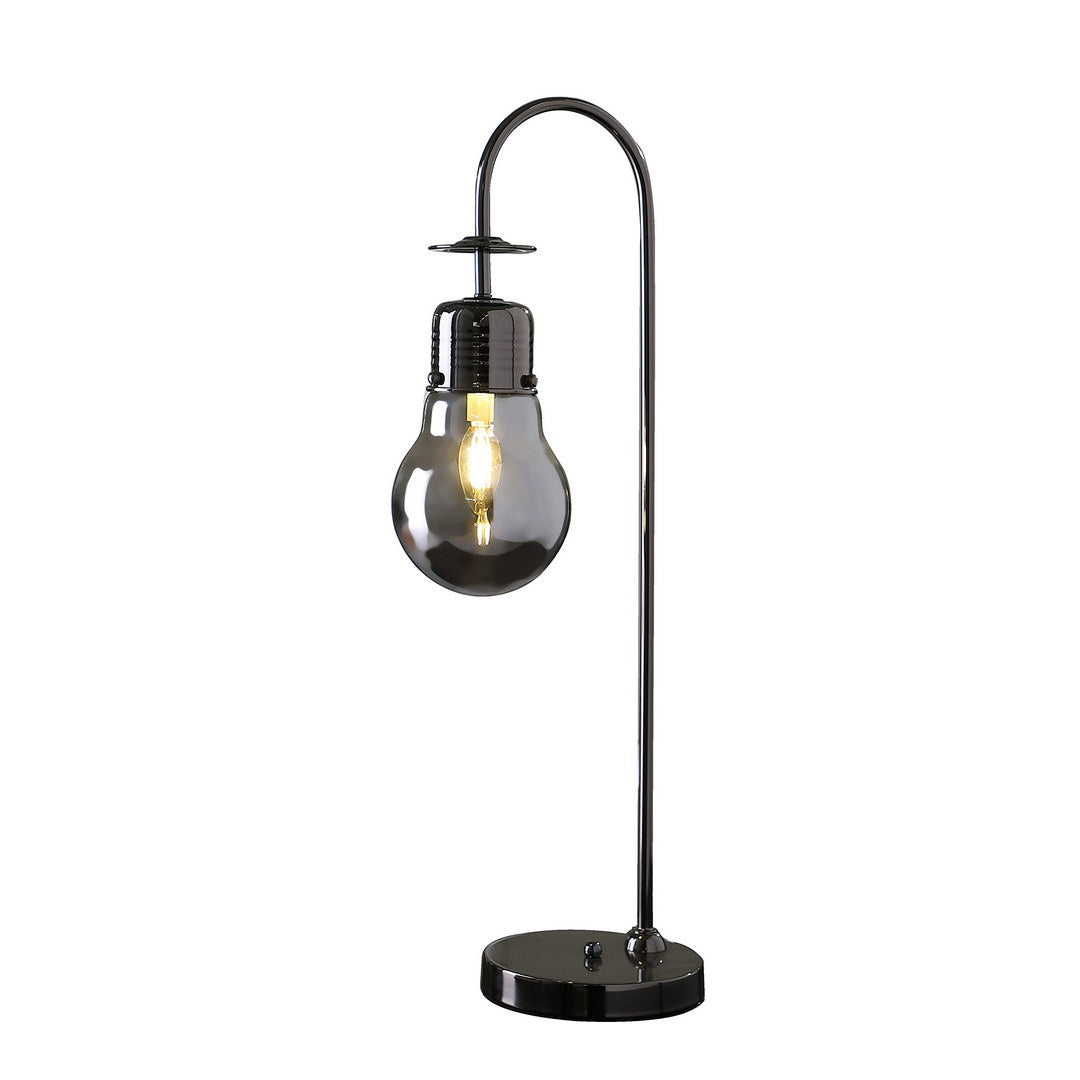 29" In Adan Edison Restorative Glass Led Downbridge Black Chrome Metal Table Lamp Black Metal
