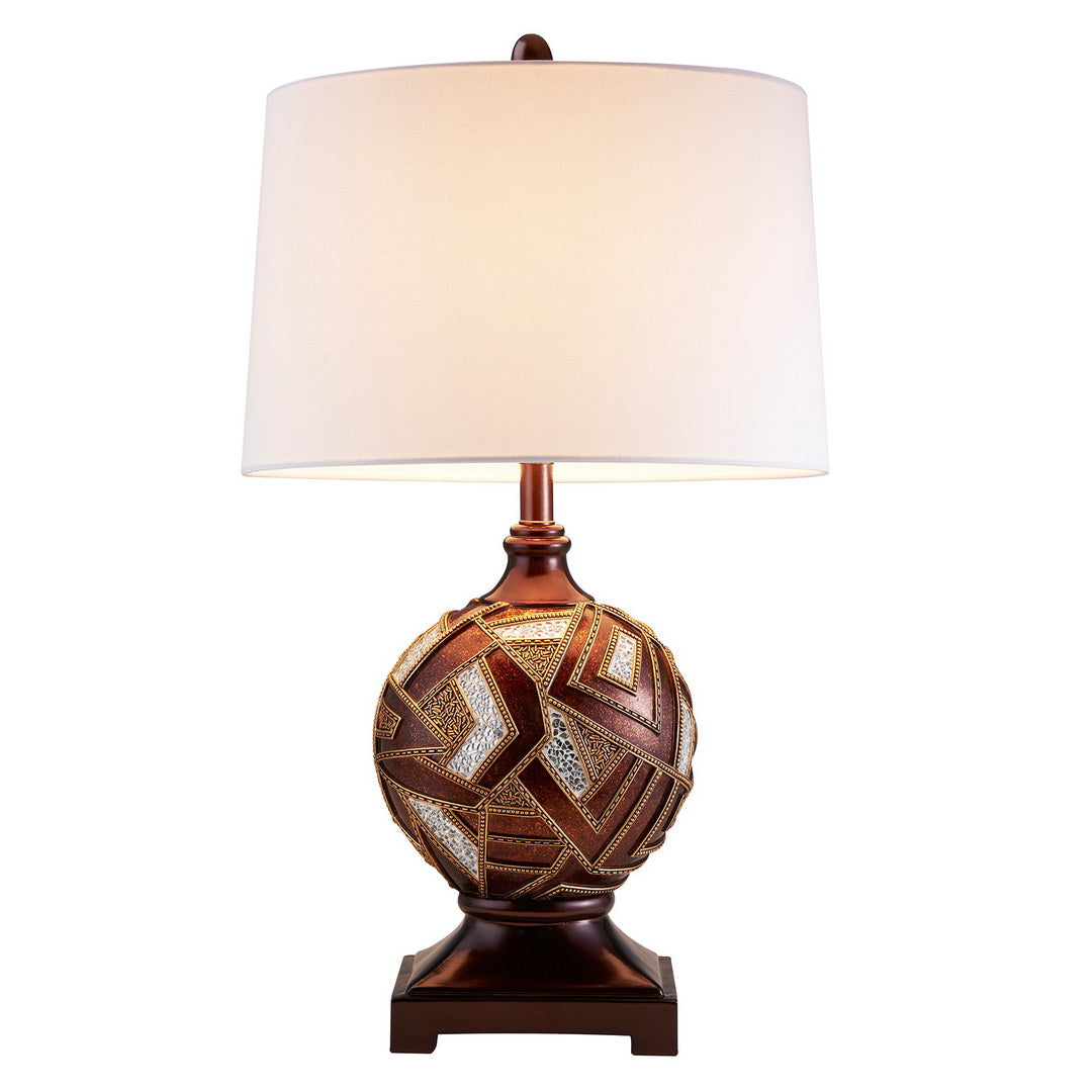 29.75" Tall Polyresin Table Lamp, Polymosaic Design Brown Polyresin