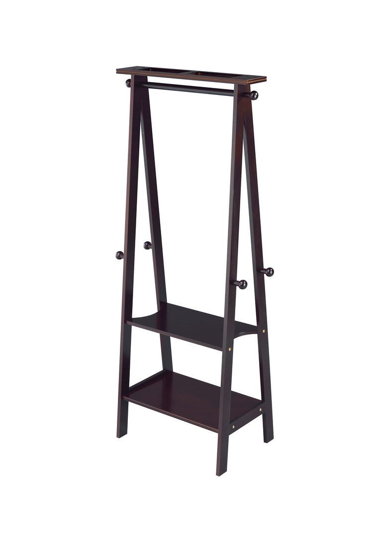 59" Tall Wooden Garment Coat Rack, Dark Espresso Espresso Wood