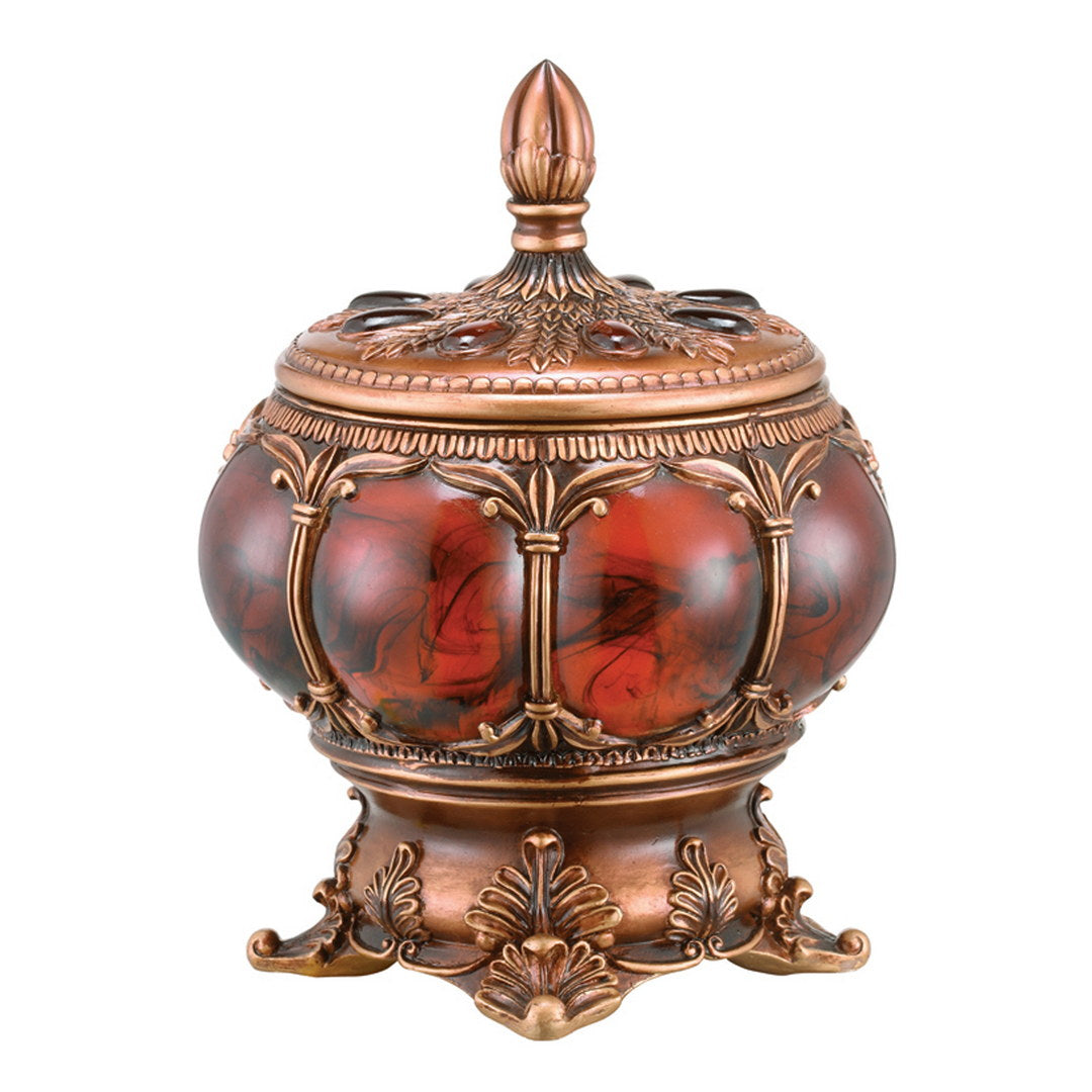 11.5" Tall Polyresin Decorative Jewelry Box, Victorian Style Bronze Polyresin