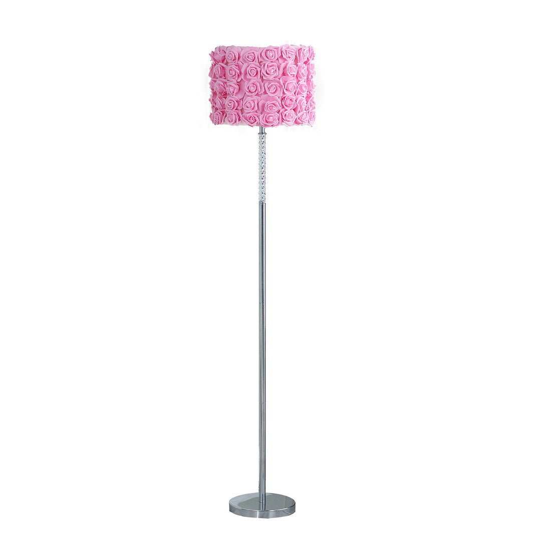 63"In Pink Roses In Bloom Acrylic Metal Floor Lamp Multicolor Metal