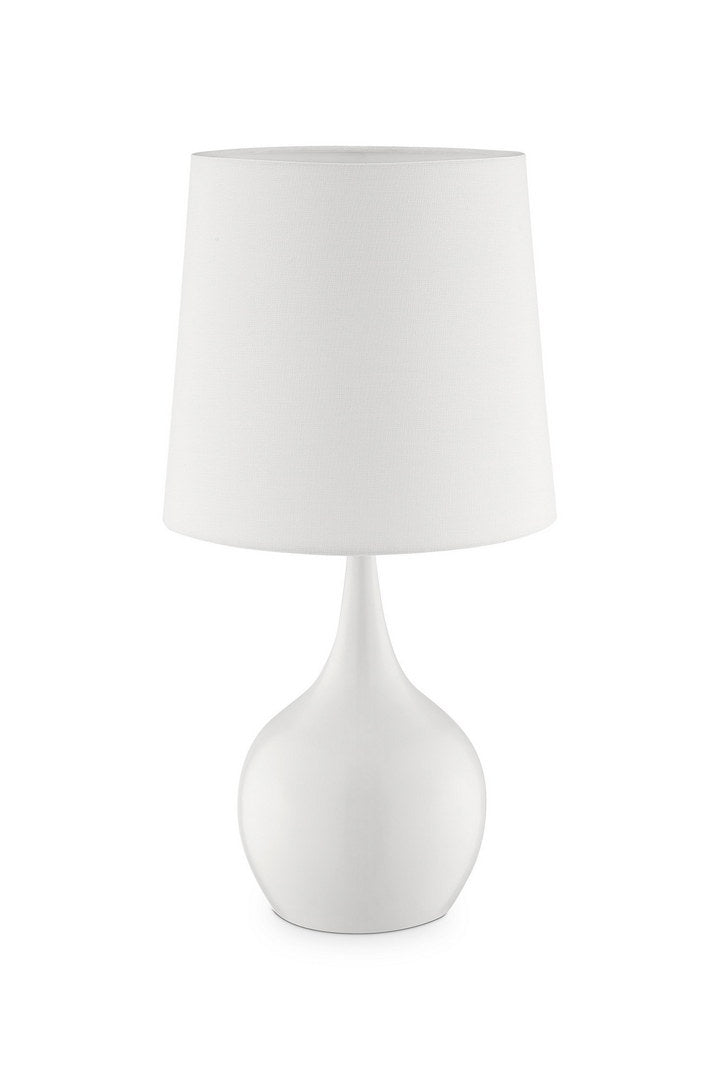 23.5" Tall "Niyor" Modern Mid Century Touch On Table Lamp, Powder White White Metal