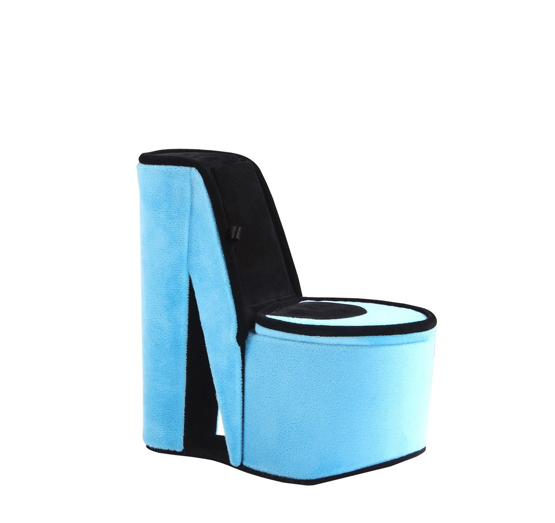 9" Tall Display Jewelry Box With Hidden Storage, High Heel Shoe Design, Turquoise Velvet Turquoise Pu