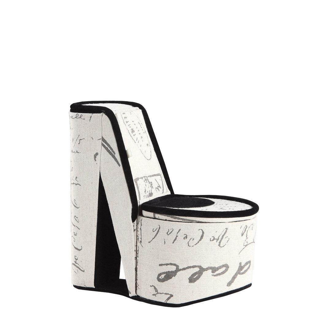 9" Tall Display Jewelry Box With Hidden Storage, High Heel Shoe Design, Stencil Letter Print Multicolor Pu