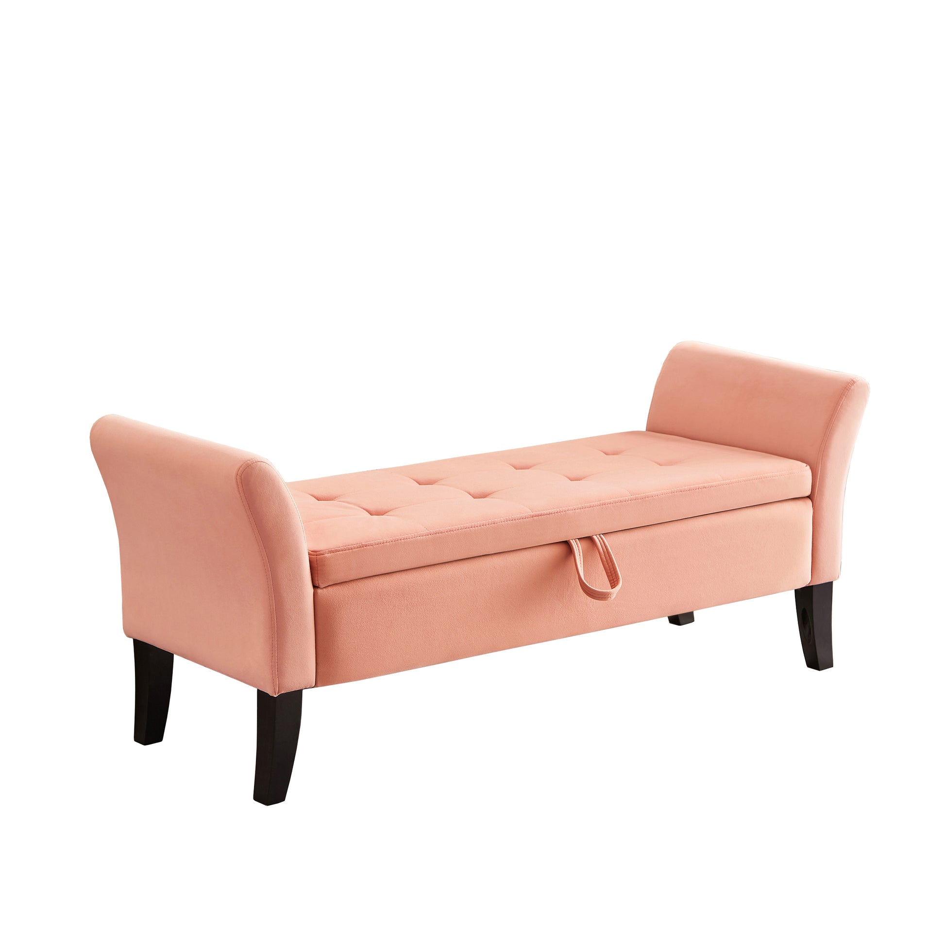 51.5" Bed Bench With Storage Pinlk Velvet Pink Foam Velvet