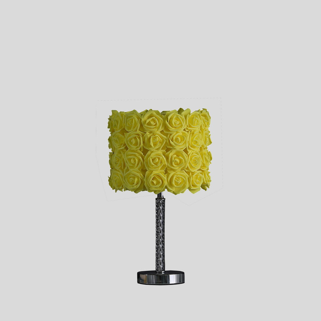 18.25" Yellow Roses In Bloom Acrylic Metal Table Lamp Multicolor Metal