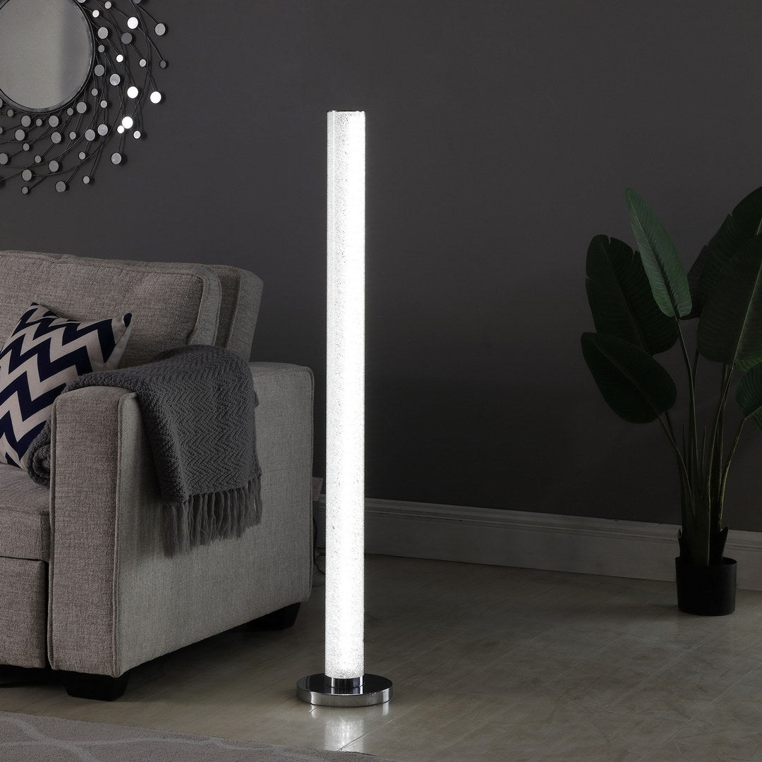 49" Led Illuminari White Crystal Sand Rocks Column Floor Lamp White Metal