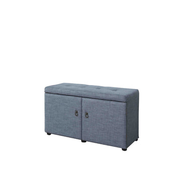 18" Tall Storage Ottoman, Slate Blue Blue Wood