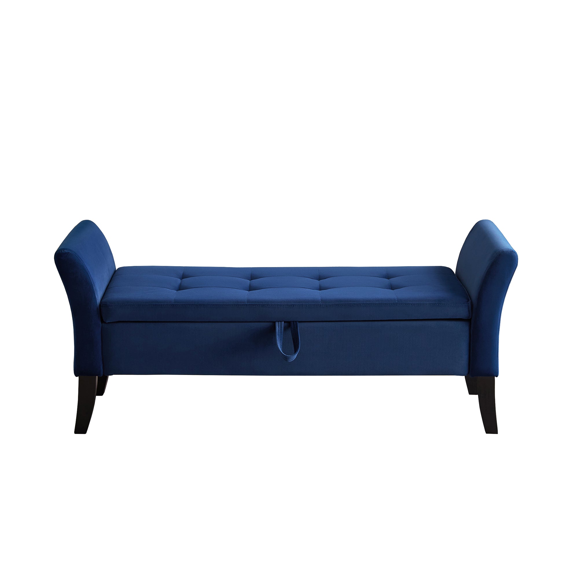 51.5" Bed Bench With Storage Navy Blue Velvet Navy Blue Foam Velvet