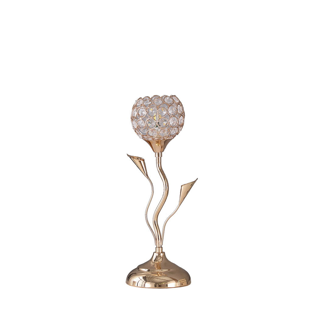 14" Rose Gold Floral Bell Glam Metal Table Lamp Rose Gold Metal