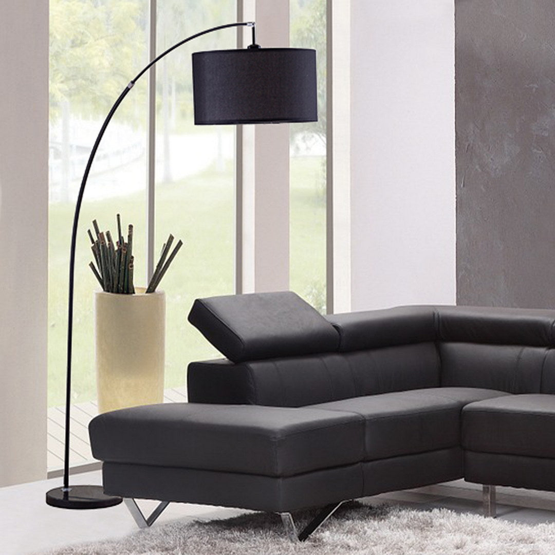 86" Tall Metal Floor Arc Lamp "Bella", Black Black Metal