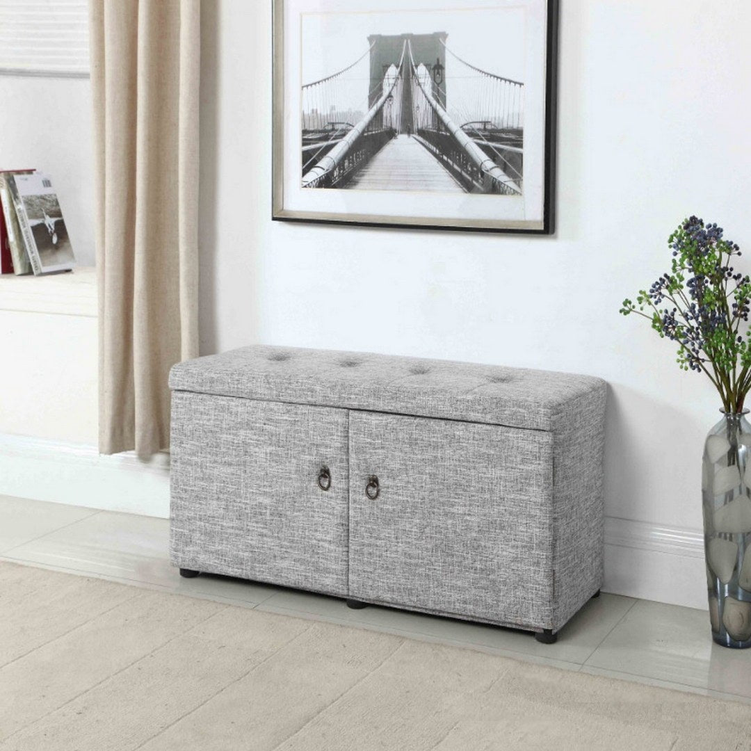 18" Tall Storage Ottoman, Dove Gray Gray Wood