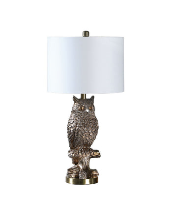 27.5" Silver Owl On A Branch Resin Table Lamp Silver Polyresin