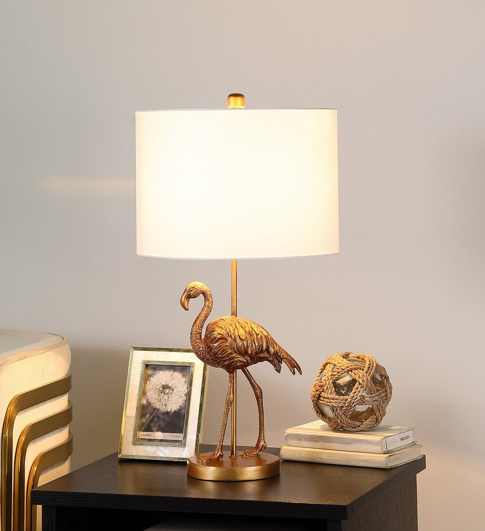 26" Matte Gold Flamingo Resin Table Lamp Gold Polyresin