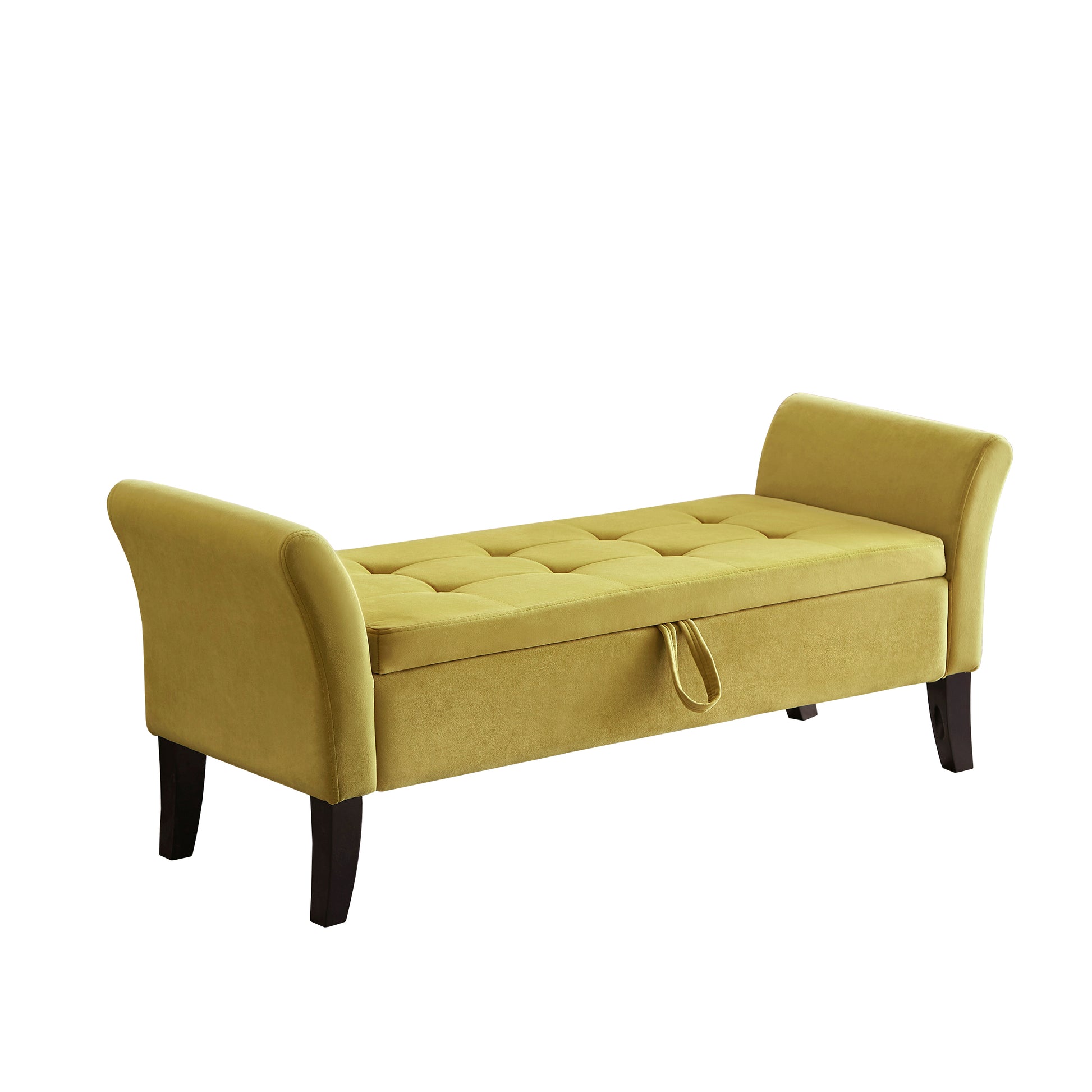 51.5" Bed Bench With Storage Green Velvet Olive Green Foam Velvet