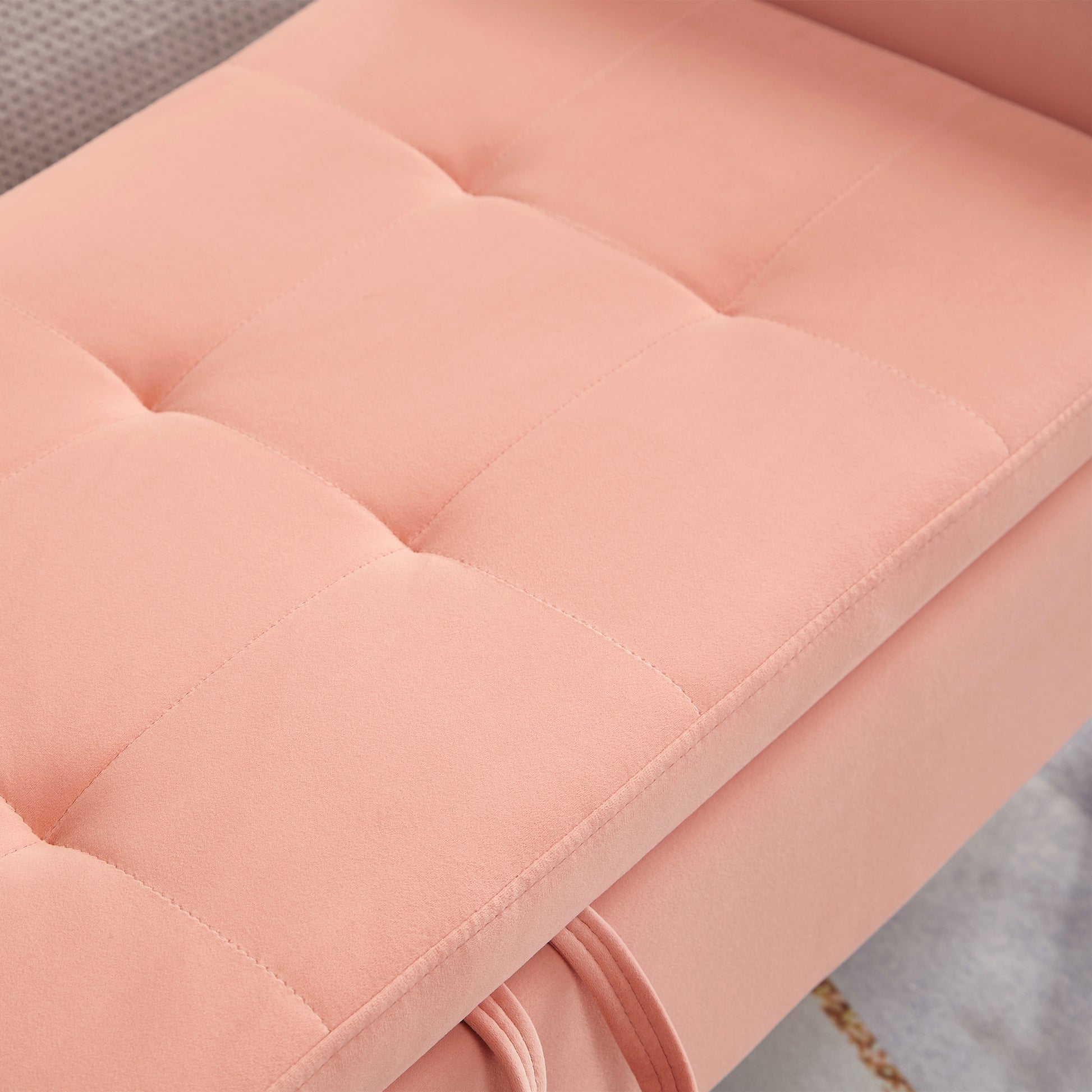 51.5" Bed Bench With Storage Pinlk Velvet Pink Foam Velvet