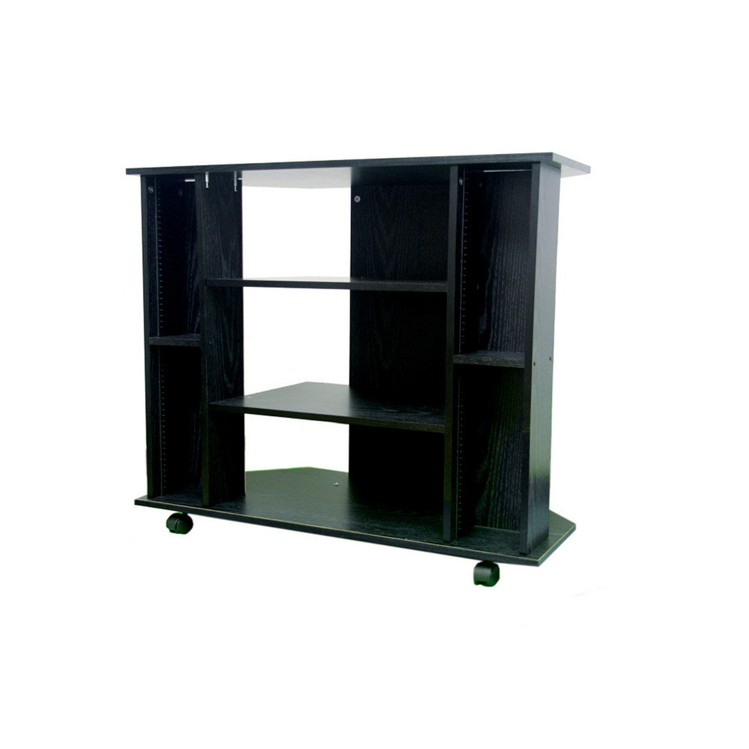 35" X 30" Wooden Tv Stand, Black Finish Black Wood