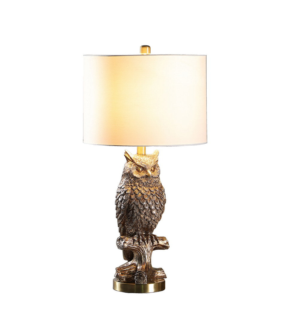 27.5" Silver Owl On A Branch Resin Table Lamp Silver Polyresin