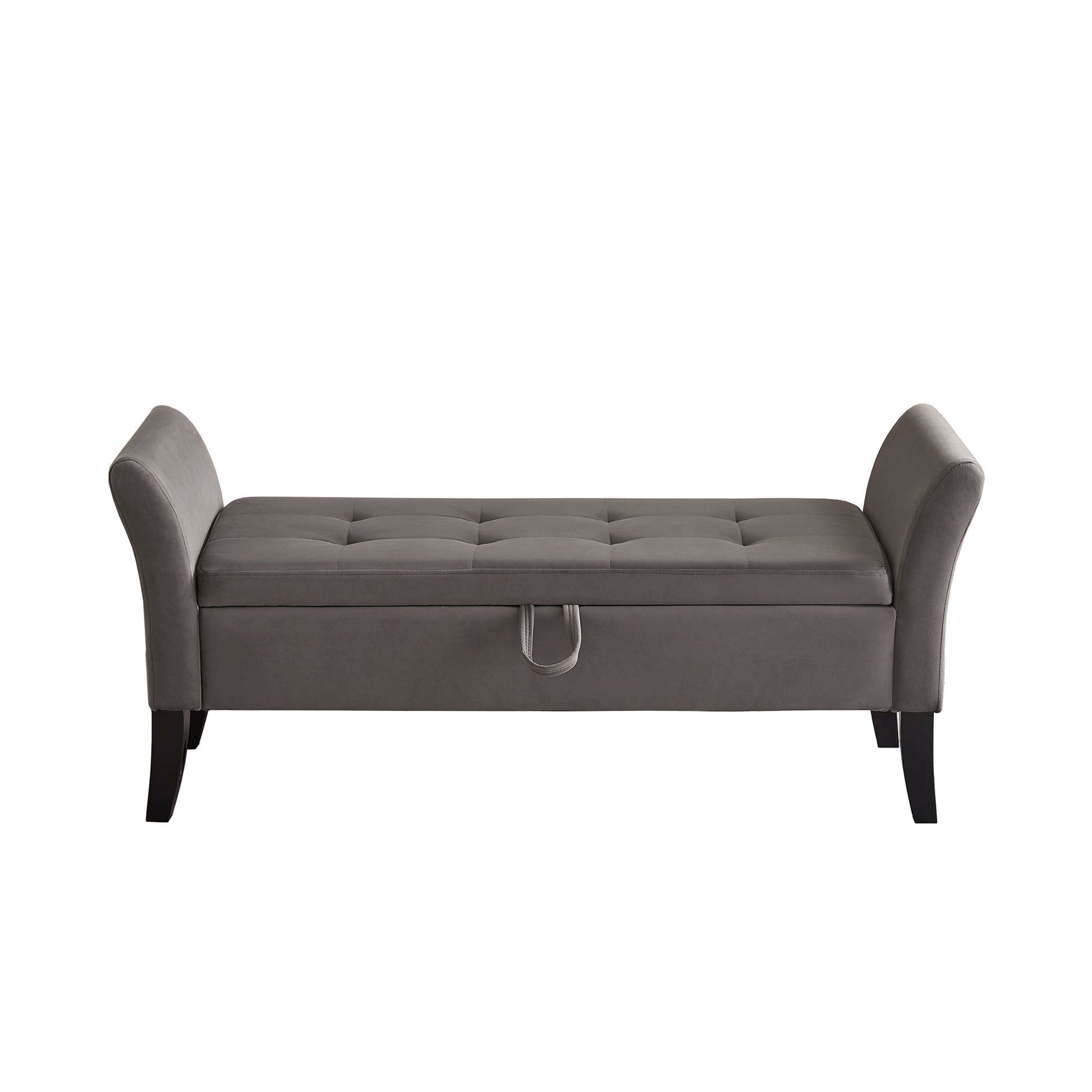 51.5" Bed Bench With Storage Grey Velvet Grey Foam Velvet