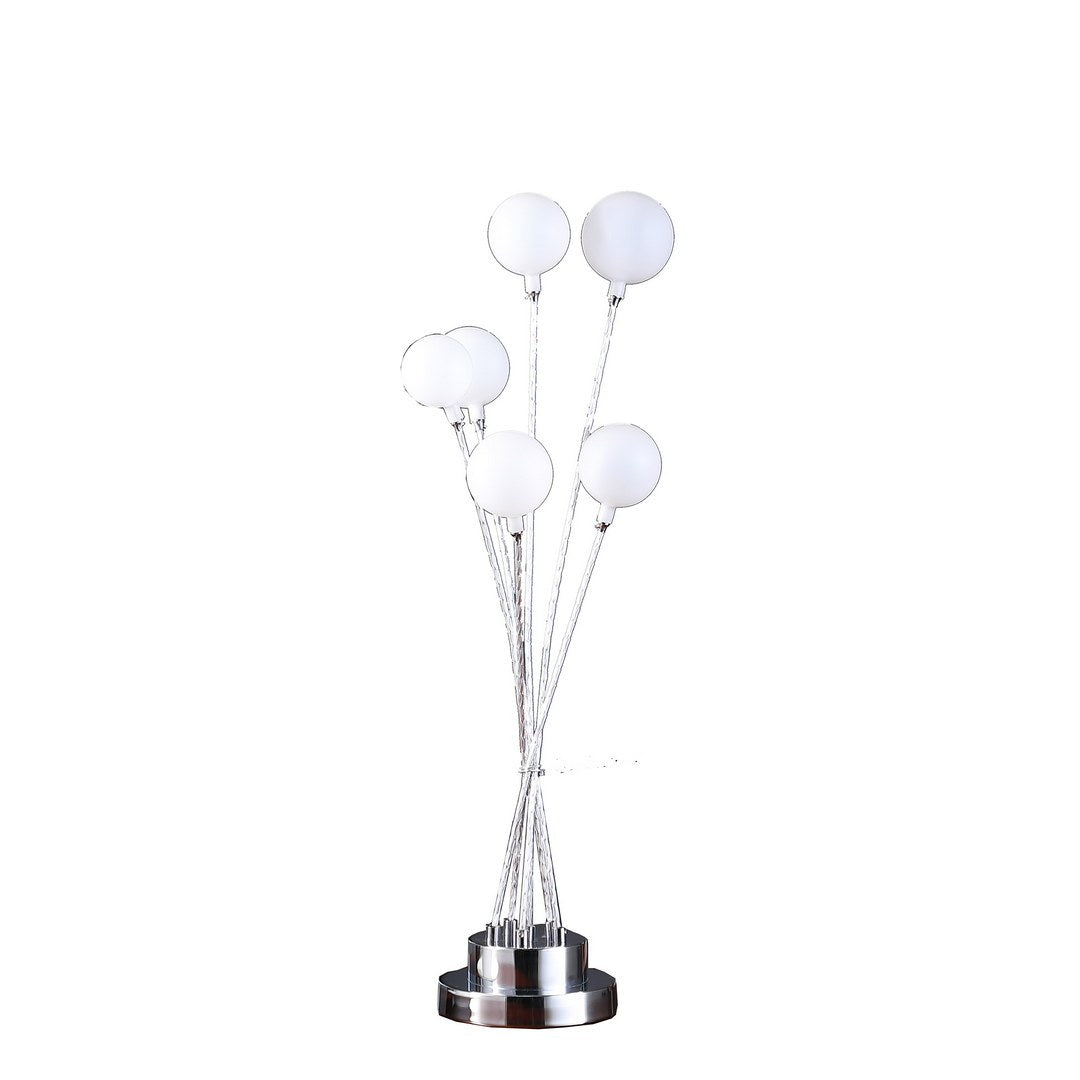 27.5" In 6 Light Acrylic Globe Aluminun Led Chrysanthe Silver Chrome Metal Table Lamp Silver Metal