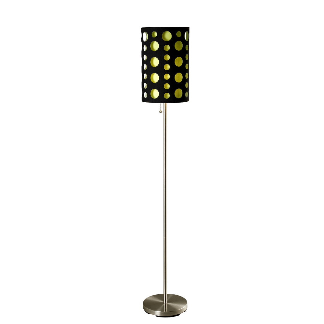 66" Tall Metal Floor Lamp, Retro Design With Black And Green Shade Multicolor Metal