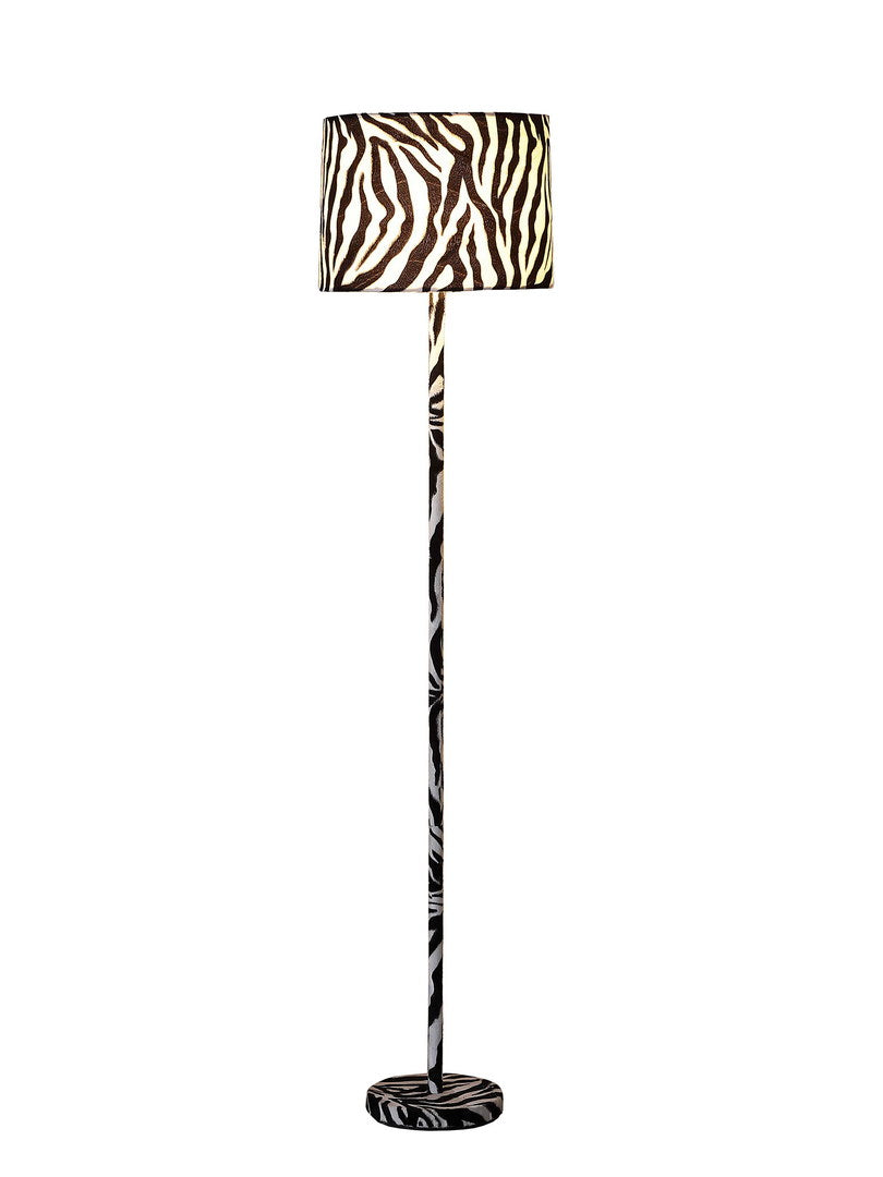 59" Faux Suede Zebra Print Floor Lamp Multicolor Metal