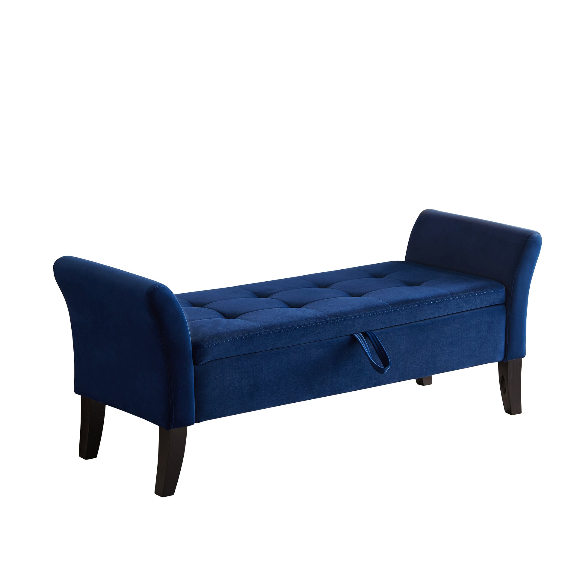 51.5" Bed Bench With Storage Navy Blue Velvet Navy Blue Foam Velvet