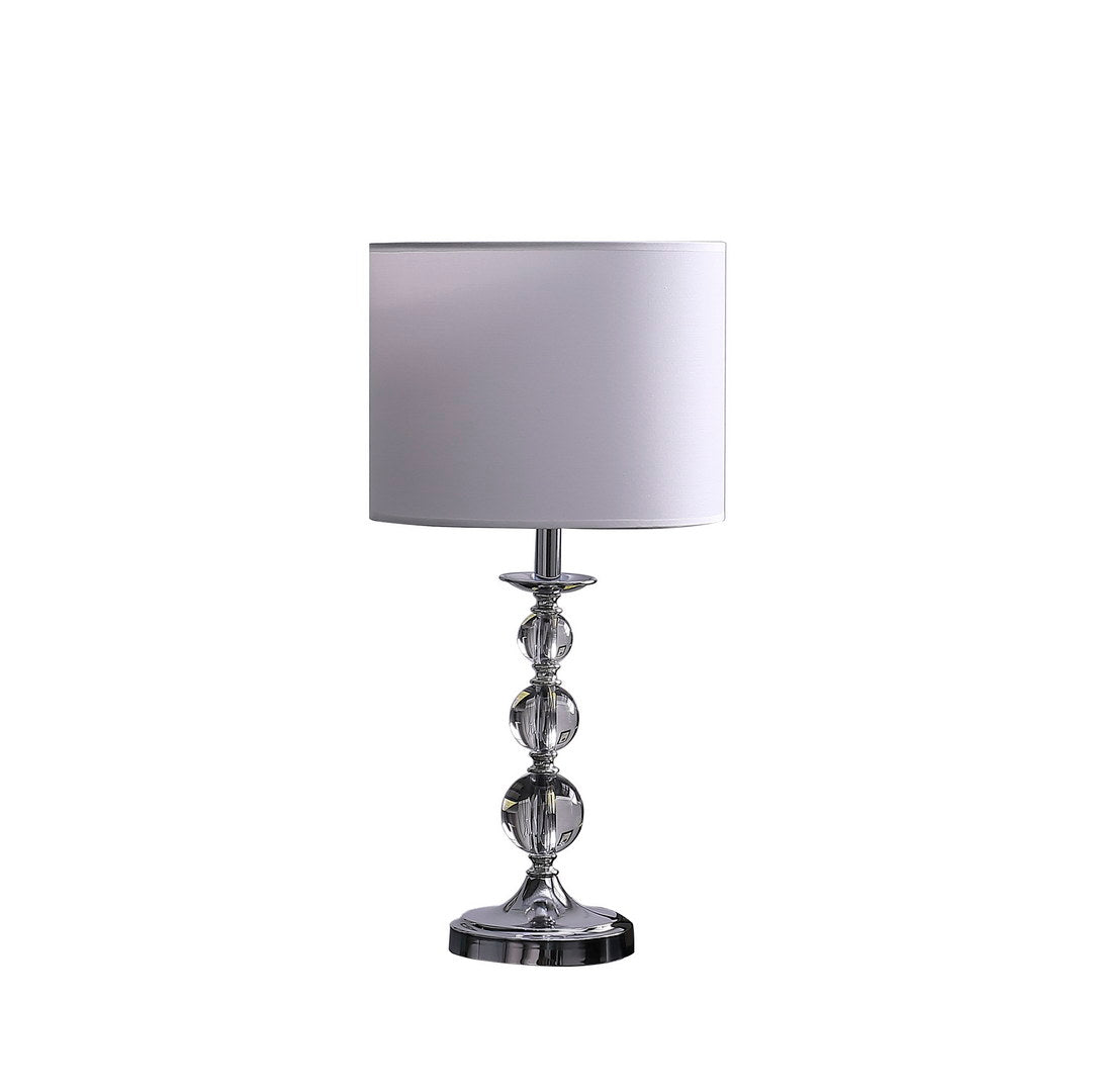 19.75" Ascending Solid Crystal Orbs Chrome Table Lamp In Chrome Silver Chrome Metal