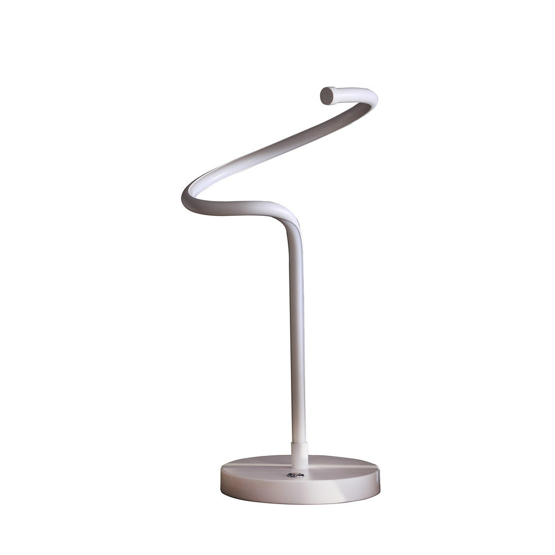 19 Inch Led Matte White Curvilinear S Curve Spiral Tube Led Table Lamp Matte White Metal