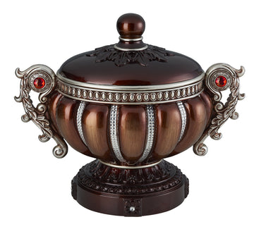 11.5" Tall" Delicata" Decorative Jewelry Box, Reddish Bronze With Silver Accents Bronze Polyresin