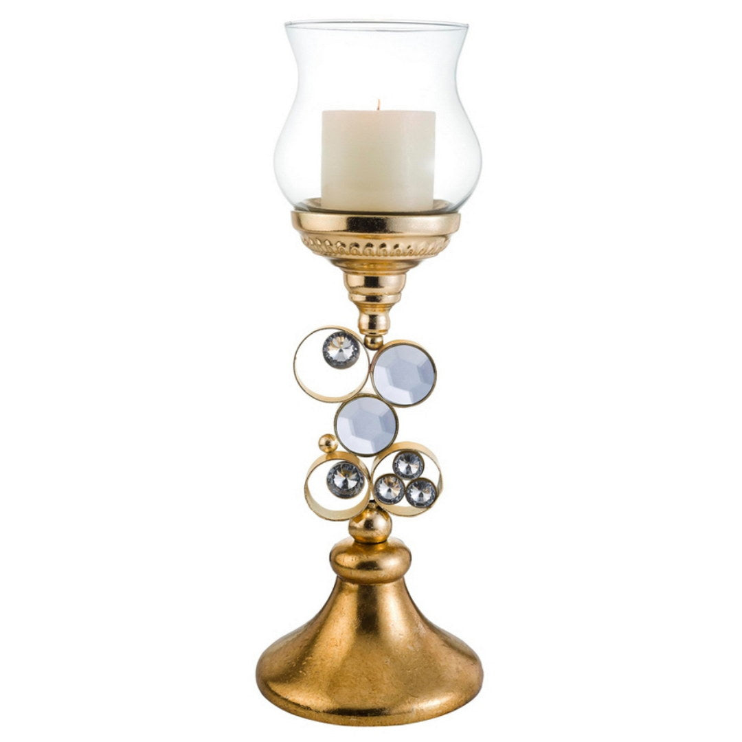 18" Tall Polyresin "Malha" Candleholder, Gold Finish Gold Polyresin