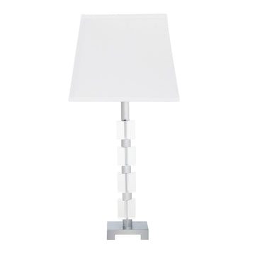 25" Wendi Glam Crystal Cube Ice Table Lamp White Glass