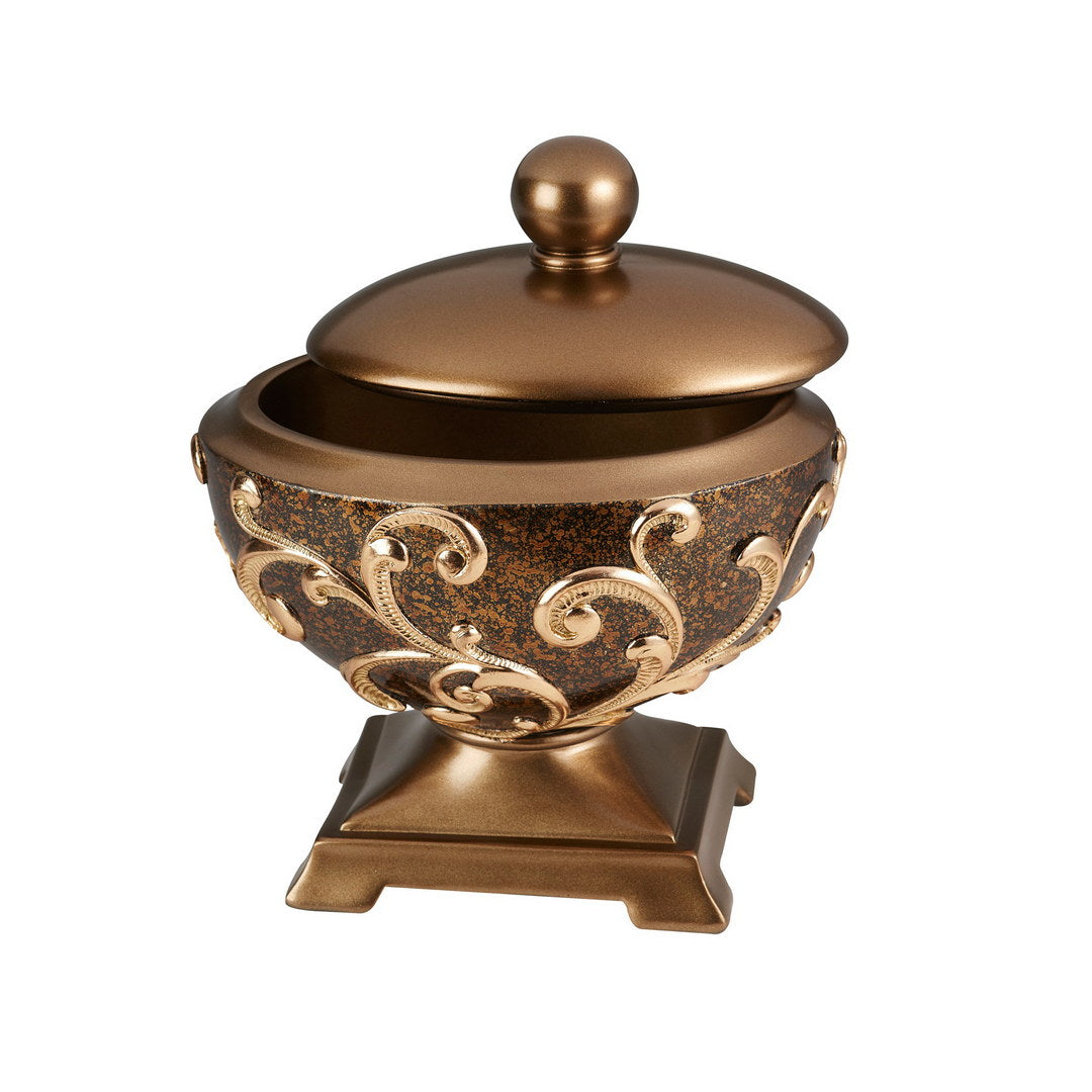 10.5" Tall Polyresin Decorative Jewelry Box "Odysseus", Baroque Style Brown Polyresin