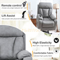 Electric Power Lift Recliner Chair For Elderly, Fabric Recliner Chair For Seniors, Home Theater Seating,Living Room Chair,Side Pocket, Remote Control,Light Gray Light Brown Wood Primary Living Space Heavy Duty Rubberwood Light Gray Polyester Power Remote