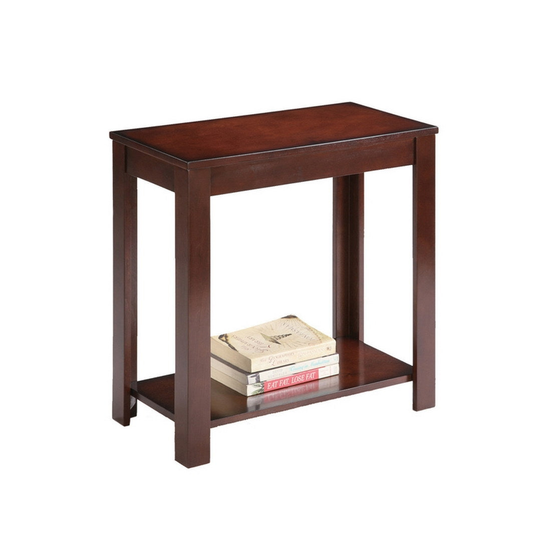 24" Tall Wooden Side Table End Table, Traditional Design, Dark Cherry Brown Wood