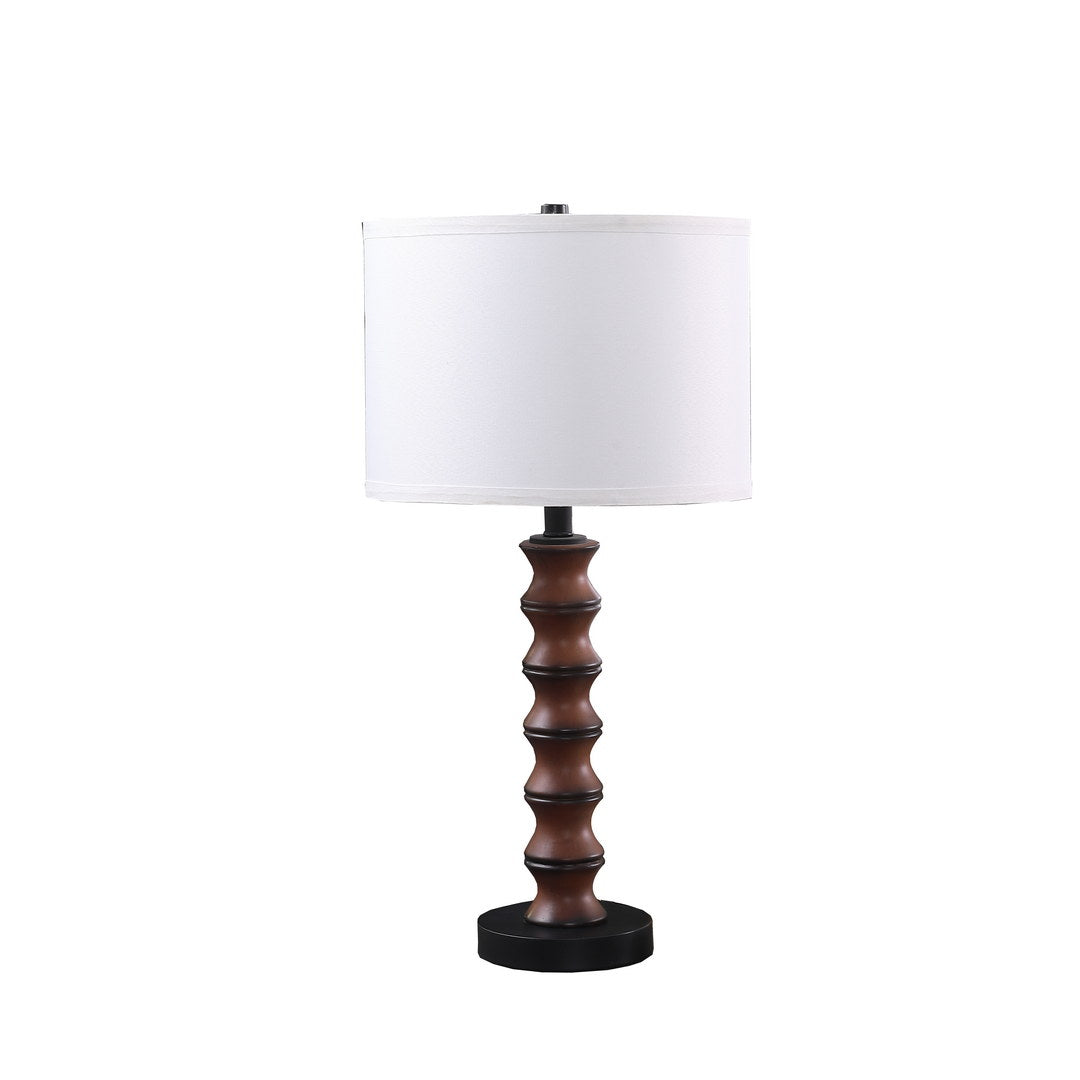 27.5" In Coastal Littoral Wood Insp Modern Table Lamp Cherry Polyresin