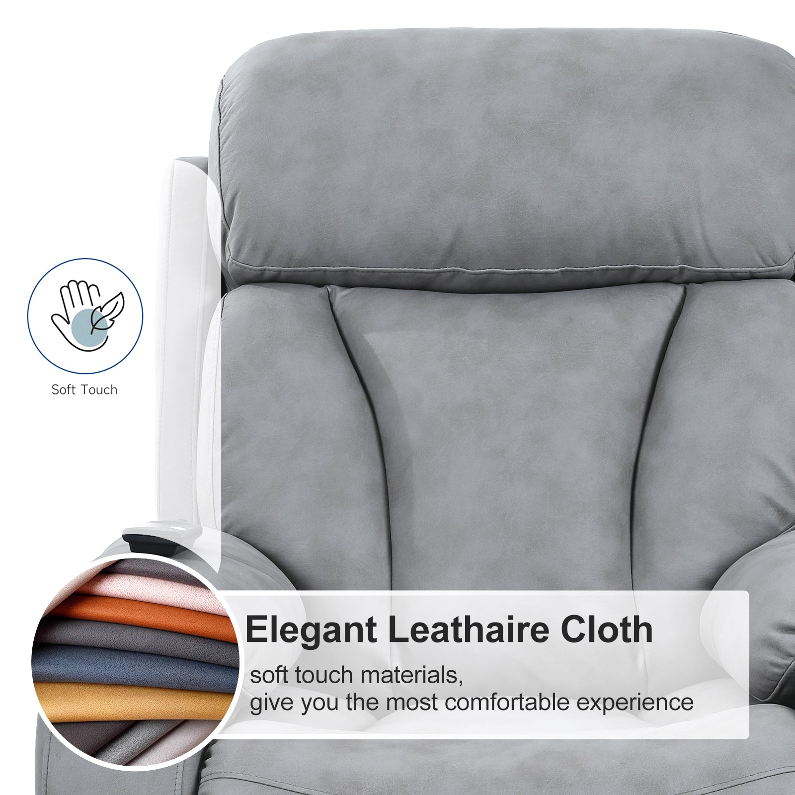 Electric Power Lift Recliner Chair For Elderly, Fabric Recliner Chair For Seniors, Home Theater Seating,Living Room Chair,Side Pocket, Remote Control,Light Gray Light Brown Wood Primary Living Space Heavy Duty Rubberwood Light Gray Polyester Power Remote