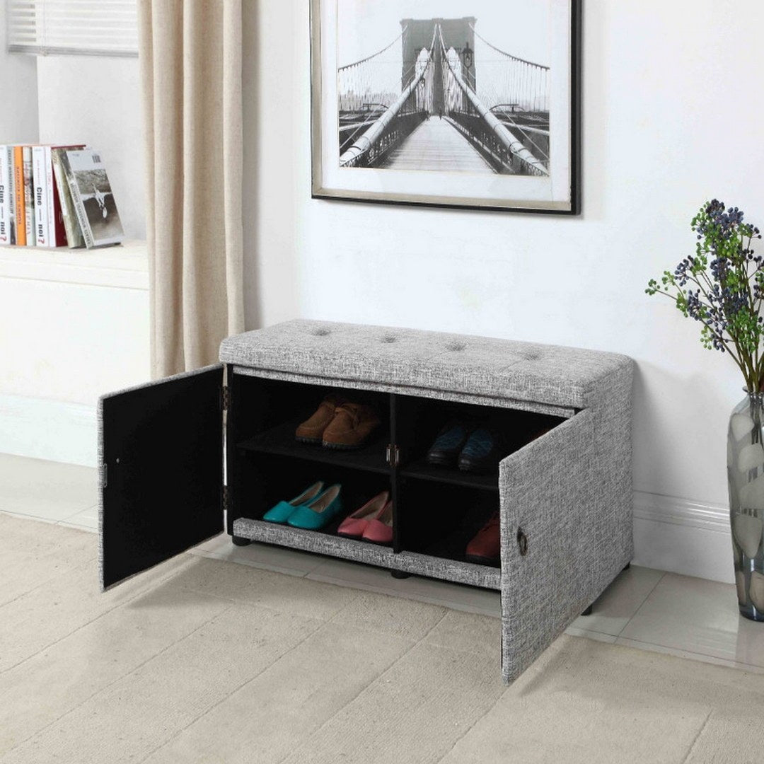 18" Tall Storage Ottoman, Dove Gray Gray Wood