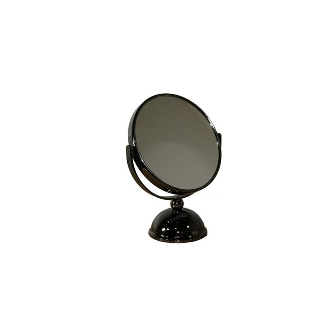 5.5" Diameter Chrome Make Up Mirror, X7 Magnification, Black Finish Gunmetal Metal