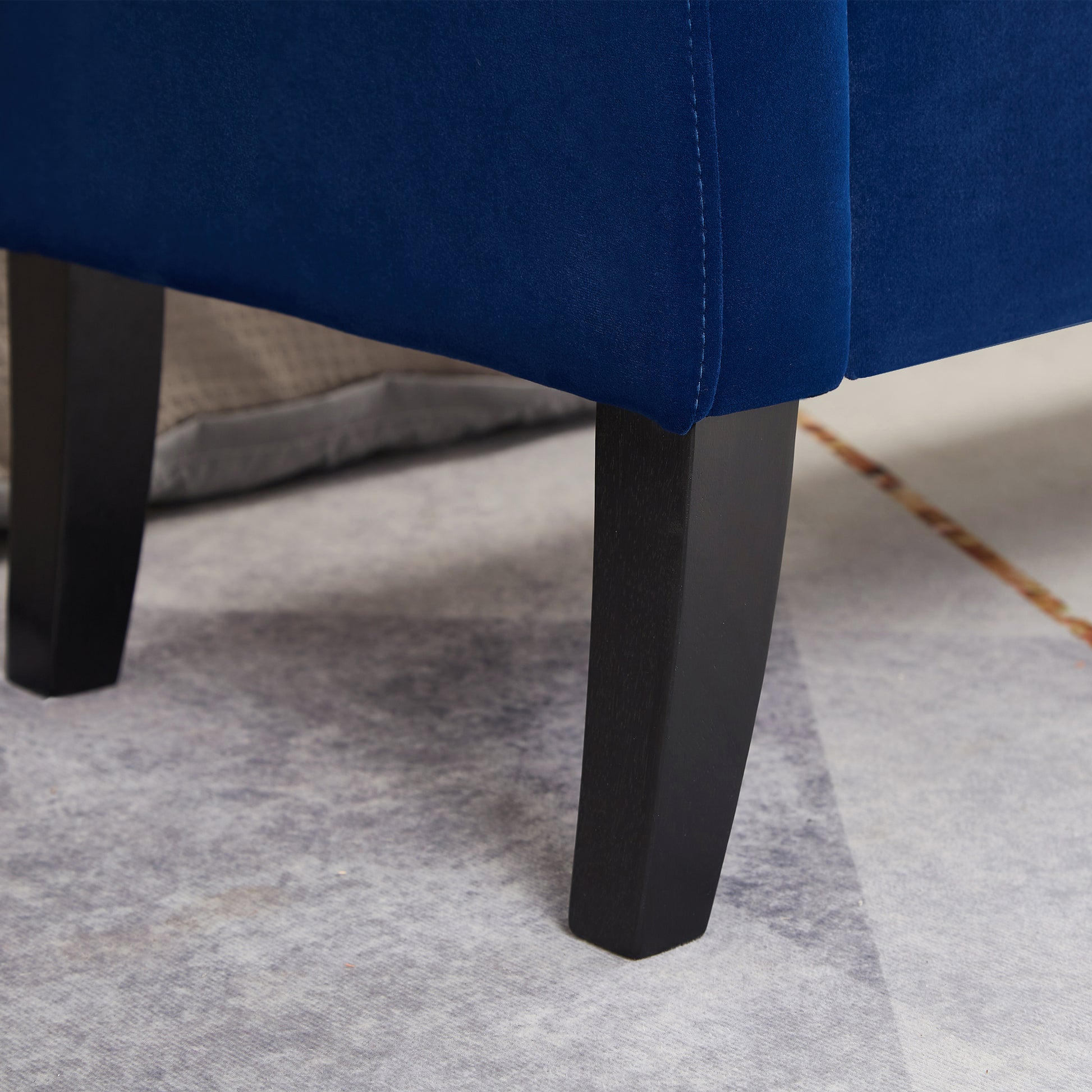 51.5" Bed Bench With Storage Navy Blue Velvet Navy Blue Foam Velvet