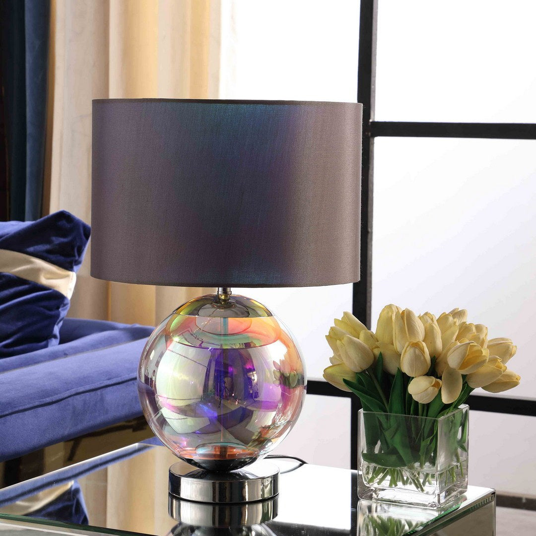 18.75 Inch Artie Orb Iridescent Chrome Table Lamp Multicolor Metal