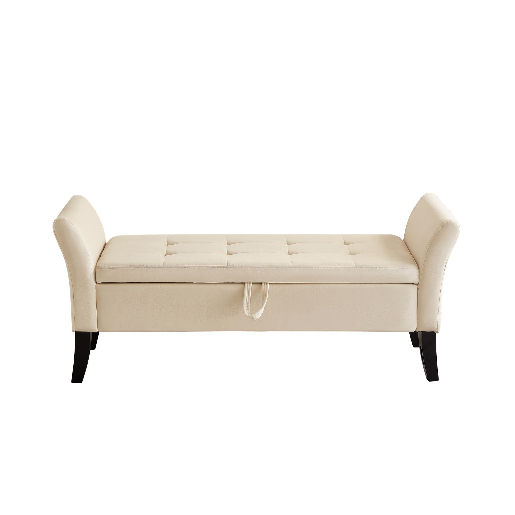 51.5" Bed Bench With Storage Beige Velvet Beige Foam Velvet